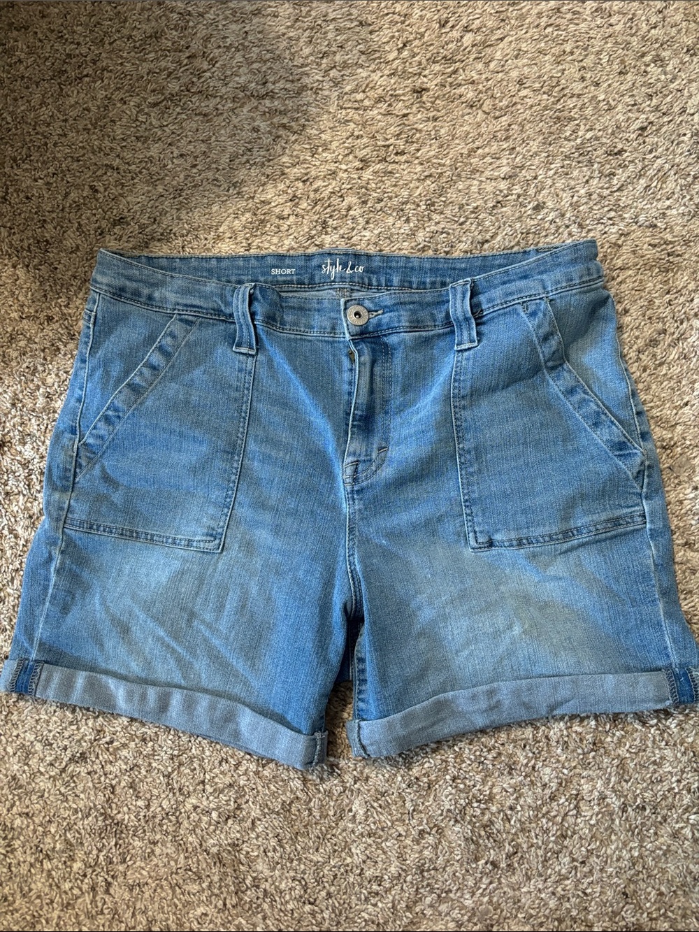 Style & co Women's Light Blue Denim Rolled-Hem Shorts